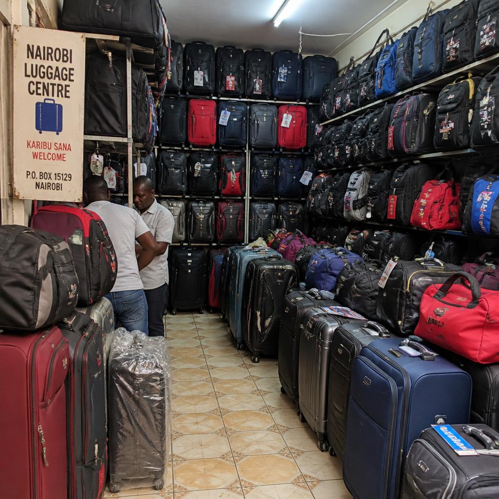 Travel bags on the shop shelves